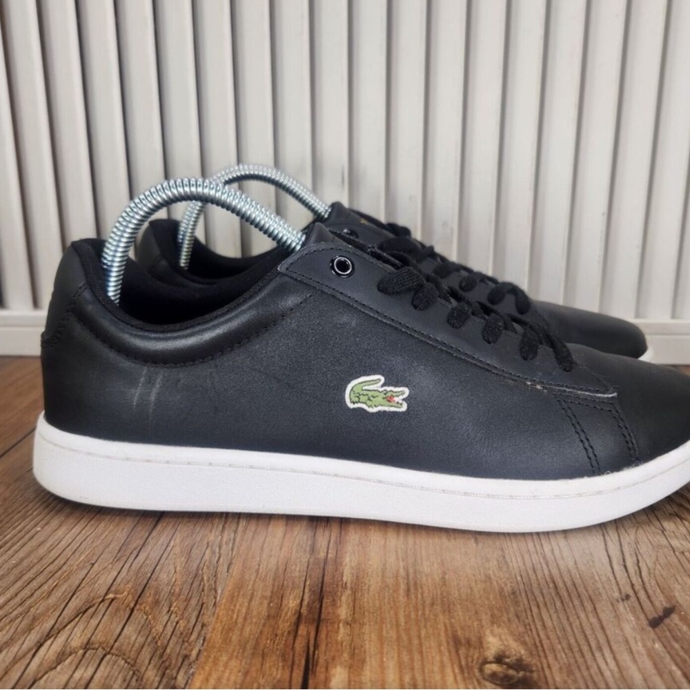 LaCoste Hydez 119 Womens Sz 8.5 Black Leather Fashion Tennis Low Sneakers Shoes
